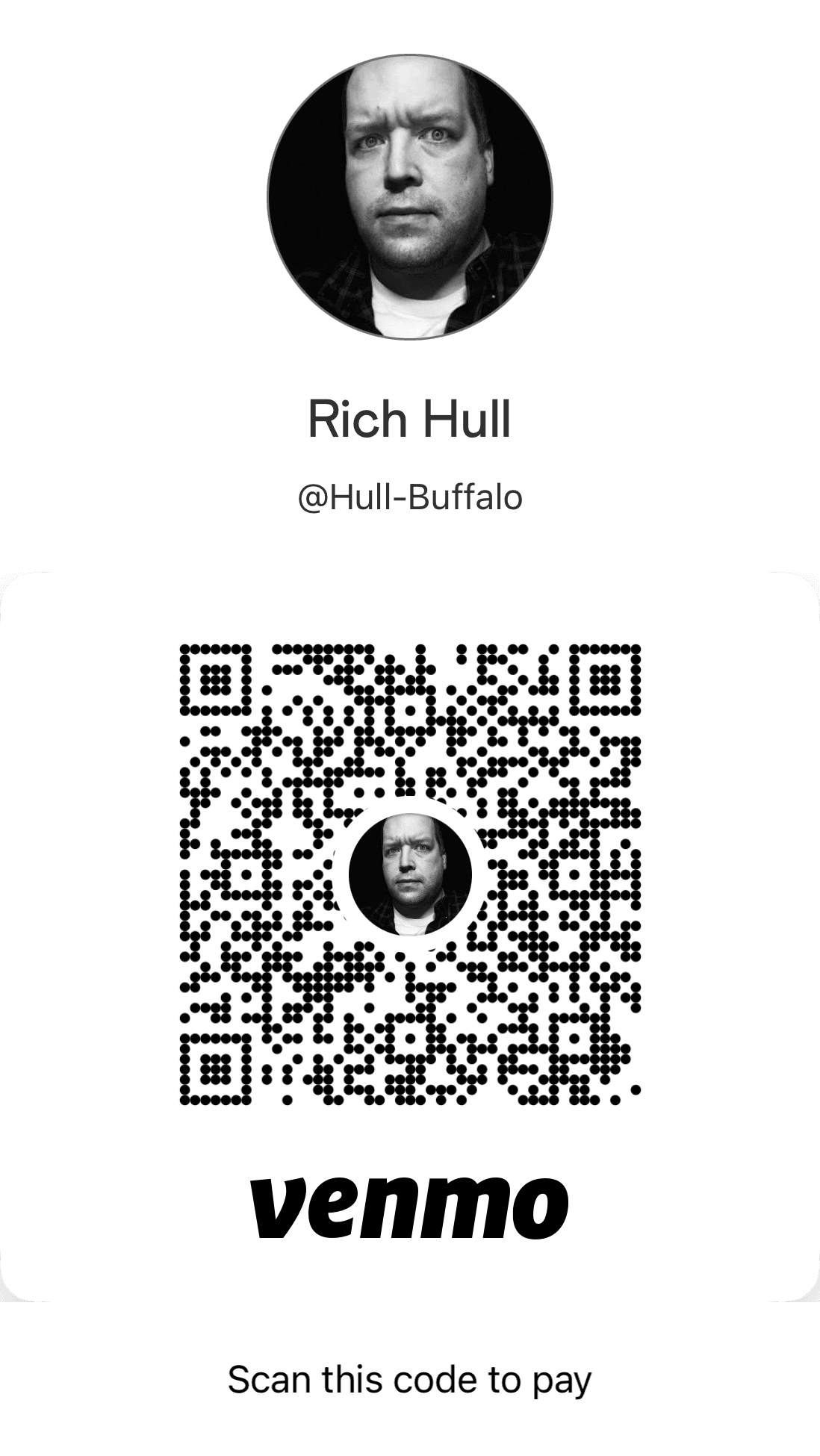 Venmo QR code for supporting Live List at Hull-Buffalo